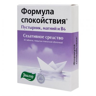 Купить формула спокойствия, тбл п.п.о. №40 (эвалар (г.бийск), россия) в Семенове