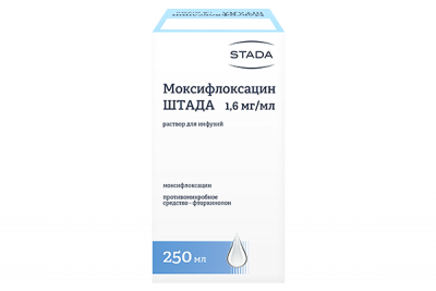 Купить моксифлоксацин-штада, р-р д/инф. 1.6 мг/мл фл 250мл (хемомонт д.о.о., черногория) в Семенове