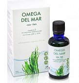 Купить омега-3 омега дель мар (omega dei mar) из морских водорослей, жидкость флакон 50мл бад в Семенове