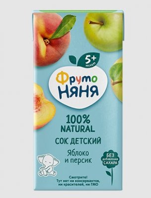 Купить фрутоняня сок яблоко и персик неосветленный, 200мл в Семенове