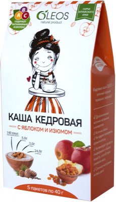 Купить oleos (олеос) каша кедровая с яблоком и изюмом, пакет 40г, 5 шт в Семенове