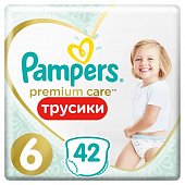 Купить pampers premium care (памперс) подгузники-трусы 6 эксра лэдж 15+ кг, 42шт в Семенове