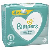 Купить pampers sensitive (памперс) салфетки влажные, 52шт (в комплекте 4 упаковки) в Семенове