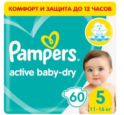 Купить pampers active baby (памперс) подгузники 5 юниор 11-16кг, 60шт в Семенове