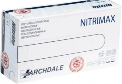 Купить перчатки archdale nitrimax смотровые нитриловые нестерильные неопудренные текстурные размер хs, 100 шт белые в Семенове