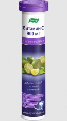 Купить витамин с 900мг эвалар, таблетки шипучие 3,5г, 20 шт бад в Семенове