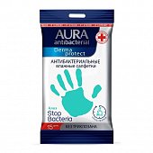 Купить aura (аура) дерма протект салфетки влажные антибактериальные алоэ, 15 шт в Семенове