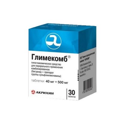 Купить глимекомб, тбл 40мг + 500мг №30 (акрихин хфк, россия) в Семенове