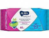 Купить aura (аура) салфетки влажные антибактериальные тропик коктейль 60шт в Семенове