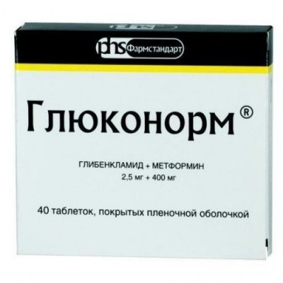 Купить глюконорм, таблетки, покрытые пленочной оболочкой 2,5 мг+400 мг, 40 шт в Семенове