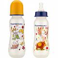 Курносики бутылочка полипропиленовая двумя силиконовыми сосками приталенная с 6 мес Зверята 250мл (11121)