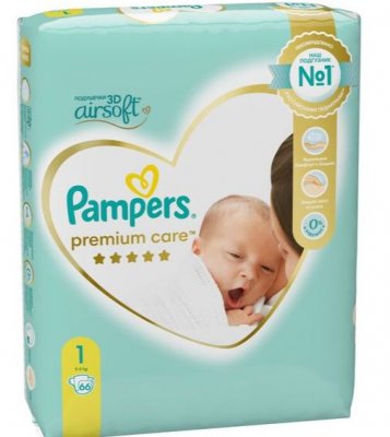 Купить pampers premium care (памперс) подгузники 1 для новорожденных 2-5кг, 66шт в Семенове