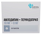 Купить амлодипин-периндоприл, таблетки 10 мг+8 мг, 30 шт в Семенове