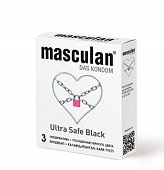 Купить masculan (маскулан) презервативы утолщенные черного цвета black ultra safe 3шт в Семенове