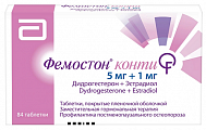 Купить фемостон конти, таблетки покрытые пленочной оболочкой 5мг+1мг 84шт в Семенове
