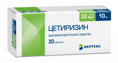 Купить цетиризин, таблетки, покрытые пленочной оболочкой 10мг, 30 шт от аллергии в Семенове