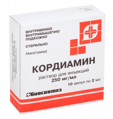 Купить кордиамин, раствор для инъекций 250мг/мл, ампулы 2мл, 10 шт в Семенове
