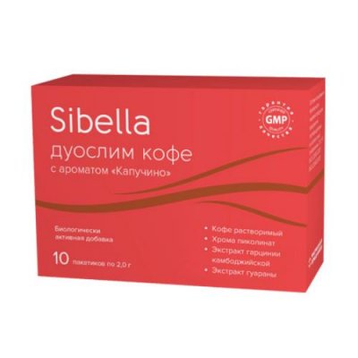 Купить sibella (сибелла) дуослим кофе с ароматом капучино, пакет-саше 2г, 10 шт бад в Семенове