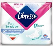 Купить libresse (либресс) прокладки ultra pure sensitive ночные+ 6 шт в Семенове