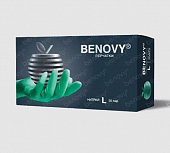 Купить перчатки benovy смотровые нитриловые нестерильные неопудрен текстурир на пальцах размер l 50 пар, зеленые в Семенове