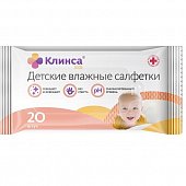 Купить клинса детские влажные салфетки с антибактериальным эффектом, 20шт в Семенове