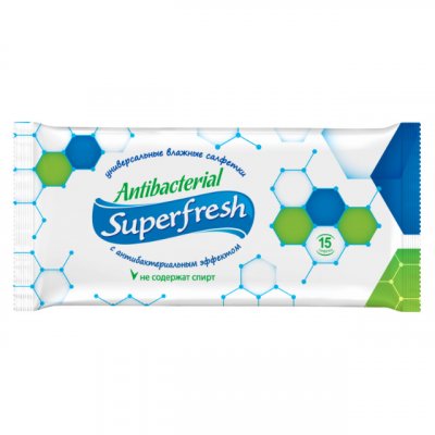 Купить superfresh (суперфреш) салфетки влажные антибактериальные 15шт в Семенове