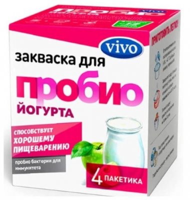Купить vivo (виво) закваска для пробио йогурта, пакетики 0,5г, 4 шт в Семенове