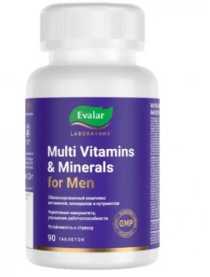 Купить мультивитамины и минералы для мужчин эвалар, таблетки покрытые оболочкой 1,3г, 90 шт бад в Семенове