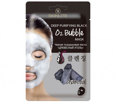 Купить skinlite (скинлайт) маска для лица черная пузырьковая древесный уголь, 20г в Семенове