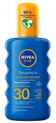 Купить nivea (нивея) sun спрей солнцезащитный защита и увлажнение, 200мл spf30 в Семенове