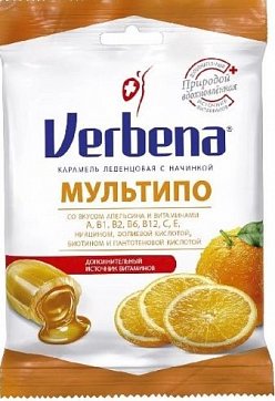 Verbena (Вербена) Мультипо карамель леденцовая с начинкой 60 гр БАД