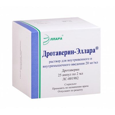 Купить дротаверин-эллара, раствор для внутривенного и внутримышечного введения 20мг/мл, ампулы 2мл, 25 шт в Семенове
