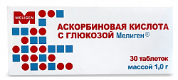 Купить аскорбиновая к-та с глюкозой мелиген, таблетки массой 1г 30шт бад в Семенове