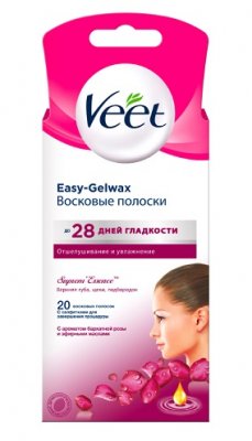 Купить veet easy-gelwax (вит) восковые полоски для лица с ароматом бархатной розы, 20 шт в Семенове