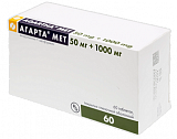 Агарта Мет, таблетки покрытые пленочной оболочкой 50мг+1000мг, 60 шт