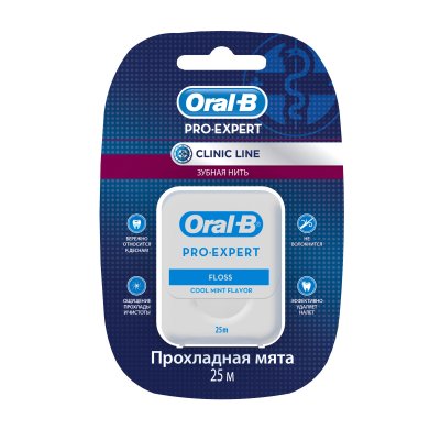 Купить oral-b (орал-би) зубная нить clinic line proexpert мятная, 25м в Семенове