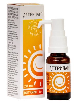 Купить детрилан (витамин д3), раствор 400ме/кап, флакон-дозатор 20мл бад в Семенове
