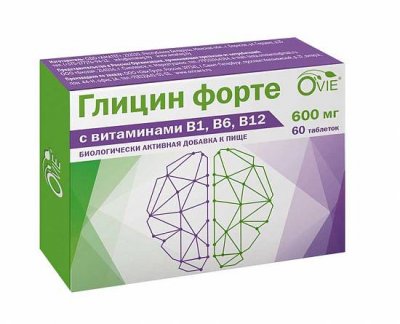 Купить ovie (ови) глицин форте с витаминами в1, в6, в12, таблетки  600мг 60 шт бад в Семенове