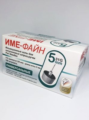 Купить иглы ime-fine для инъекций универсальные для инсулиновых шприц-ручек 31g (0,26мм х 5мм) 100 шт в Семенове