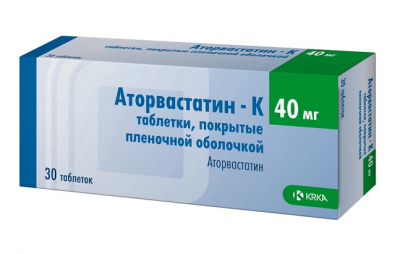 Купить аторвастатин-к, таблетки, покрытые пленочной оболочкой 40мг, 30 шт в Семенове