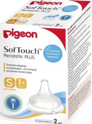 Купить pigeon softouch peristaltic plus (пиджен) соска силиконовая для бутылочки с 1 месяца, размер s 3 шт в Семенове