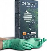 Купить перчатки смотровые benovy нитриловые нестерильные неопудренные хлорированные m 50 пар, зеленый в Семенове
