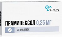 Купить прамипексол, таблетки 0,25мг, 30 шт в Семенове