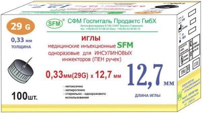 Купить иглы sfm для инсулиновых инжекторов (пен ручек) 29g (0,33х12,7мм), 100шт в Семенове