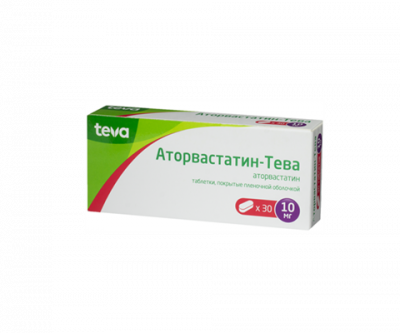 Купить аторвастатин-тева, таблетки, покрытые пленочной оболочкой 10мг, 30 шт в Семенове
