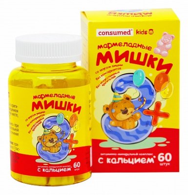 Купить витамины мишки кальций мармеладки консумед (consumed), пастилки жевательные, 60 шт бад в Семенове
