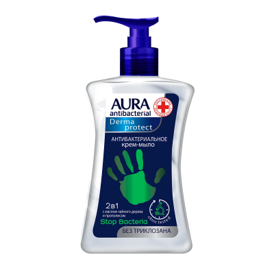 Купить aura (аура) дерма протект крем-мыло антибактериальное 2в1, 250мл в Семенове