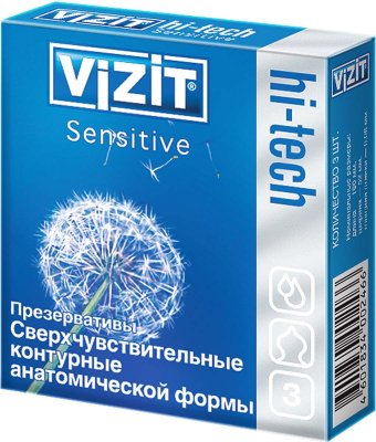 Купить vizit (визит) презервативы hi-tech sensitive сверхчувствительные 3шт в Семенове