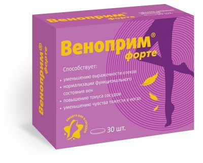 Купить веноприм форте (диосмин+гесперидин), таблетки покрытые оболочкой 1240мг, 30 шт бад в Семенове