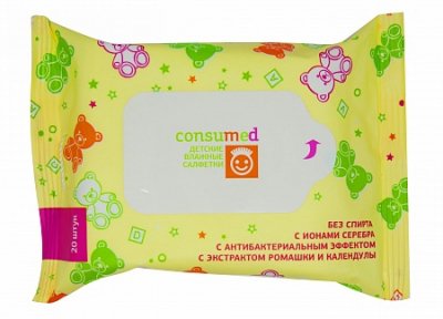Купить салфетки влажные консумед (consumed) детские с экстрактом ромашки и календулы, 20 шт в Семенове